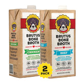 Brutus Chicken Broth being poured into a dog bowl to entice meals.