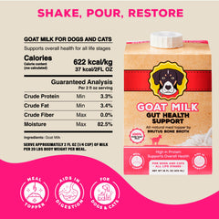 Brutus Goat Milk Topper served in a bowl to entice picky eaters.