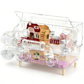 BShasrlim 8-in-1 acrylic hamster cage with 360° view for easy observation.
