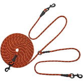 BTINESFUL reflective dog tie out in orange keeps two dogs visible and secure outdoors