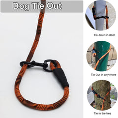 BTINESFUL tie-out rope 30ft orange-black versatile dog tether