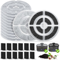 BTRSOLUS activated-carbon filter 12-pack for Sibays 2.5-gallon fountain improves water odor.