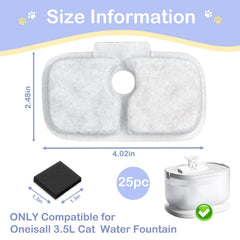 BUAEL cat fountain filter sponges 25-pack protects the pump with pre-filtering.