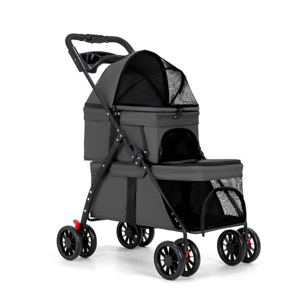 BUALR Double Dog Stroller main view shows dual-pet space