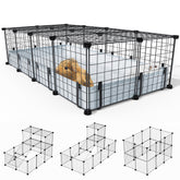 BUCATSTATE 20-panel playpen layout keeps guinea pigs secure while they explore.