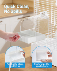 BUCATSTATE bird cage accessory installation demonstrates easy setup with most cages.