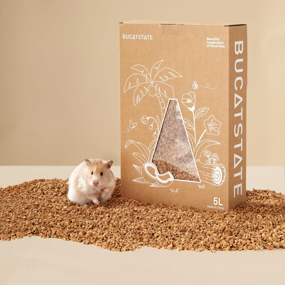BUCATSTATE cork bedding 5L in packaging for natural habitat setup and odor control