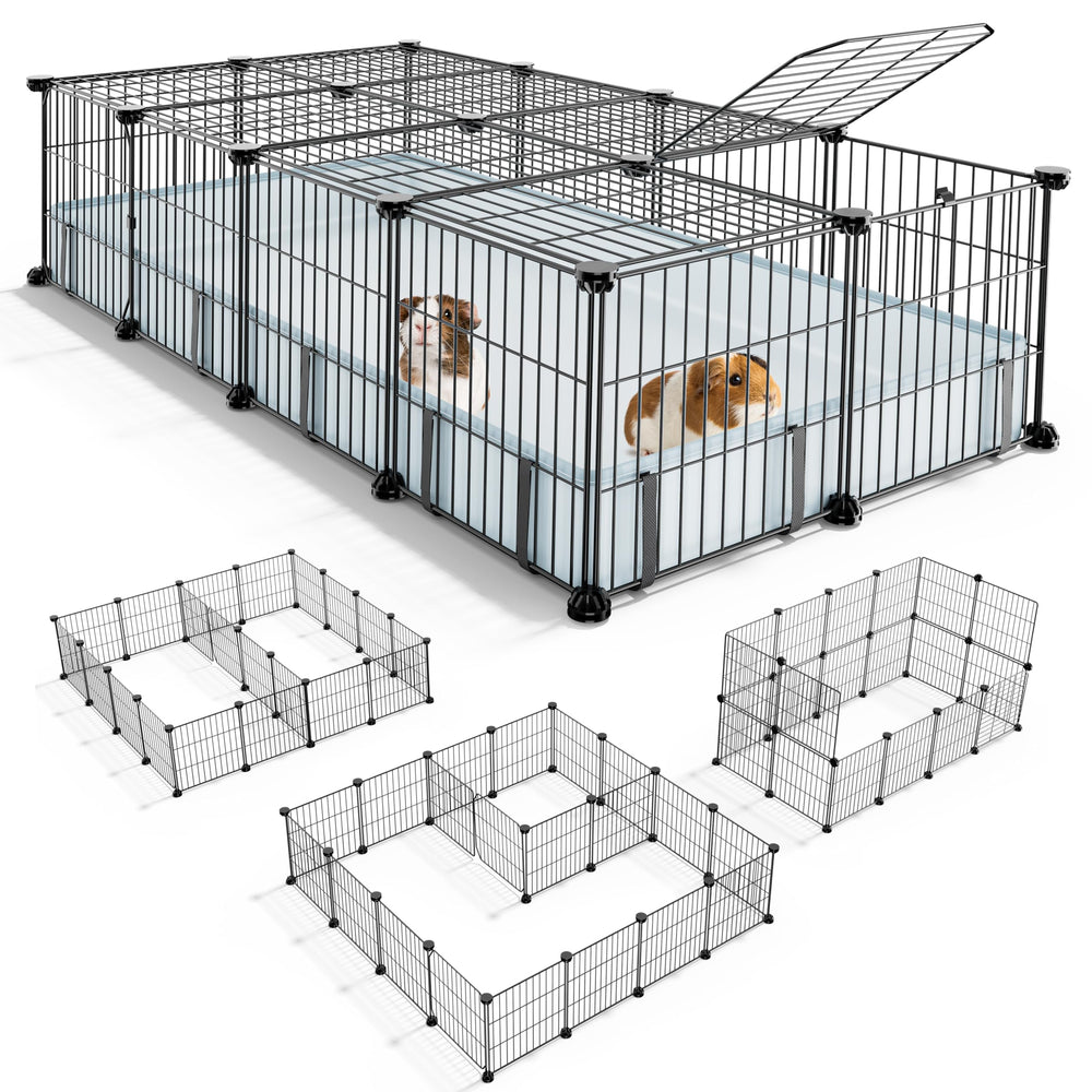 BUCATSTATE guinea pig cages with top cover ensure secure indoor playtime