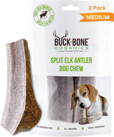Buck Bone Organics elk antler dog chew medium split pack for aggressive chewers