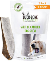 Buck Bone Organics elk antler large split chew for aggressive chewers, long-lasting engagement