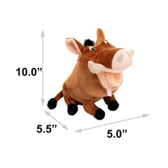 Buckle-Down Disney dog toy Pumbaa plush with non-abrasive fabric protects teeth during chewing