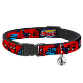 Buckle-Down Spider-Man cat collar, breakaway design, 8-12 inch size in action