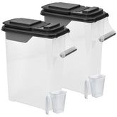 Buddeez 16qt lid with pour spout keeps pet food fresh while pouring.