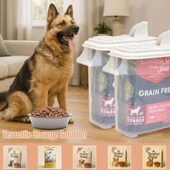 Flip top lid enables quick access during busy feeding times.