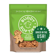 Buddy Biscuits roasted chicken soft treats in 6 oz 4-pack, ideal for older dogs.