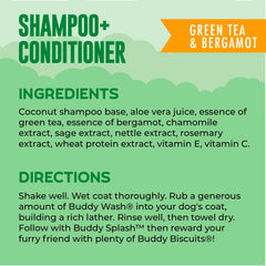 Buddy Grooming Wash green tea bergamot essence for a calming bath aroma