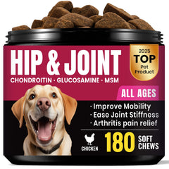 BuddyCheer glucosamine dog chews bottle highlights joint support for senior dogs