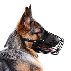 BUDKAS Leather Straps Adjustable Fit: customizable muzzle comfort.