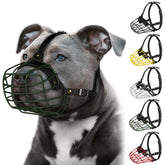 BUDKAS pitbull muzzle metal mask front view for secure control during walks.