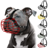 Budkas pitbull muzzle metal mask provides secure control with breathable airflow.