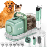 Buenkee dog grooming kit with vacuum captures loose fur during grooming