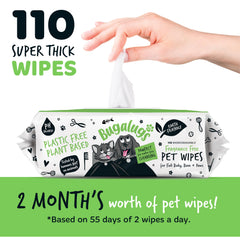 BUGALUGS full-body wipe used for a quick clean on a dog.
