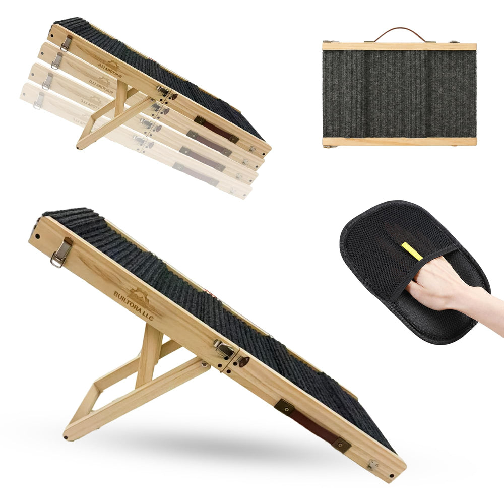Builtora dog ramp for bed and couch, foldable and storage-friendly.