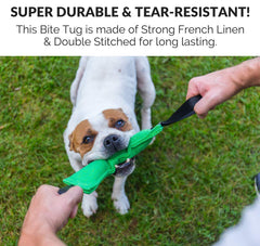 K9 tug toy for indoor and outdoor use for fetch and tug