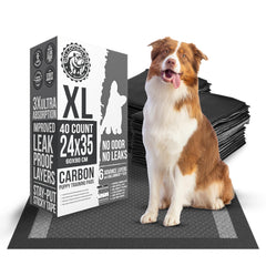Bulldogology carbon black XL pee pad hero keeps floors dry with fast absorption.