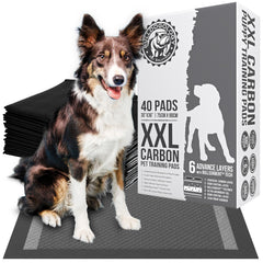 Bulldogology charcoal XXL pee pad 30x36 with secure adhesive tabs.