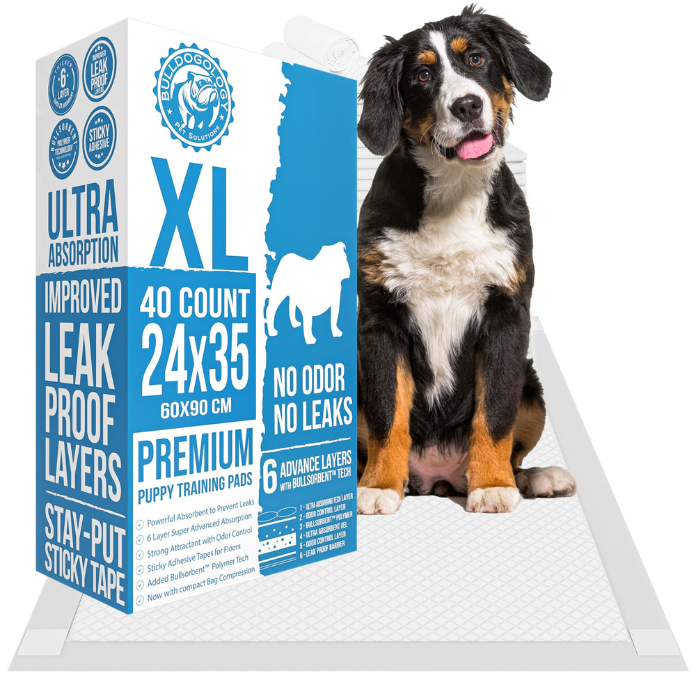 Bulldogology XL 24x35 inches pee pads protect floors with quick absorption