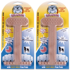 Bullibone indestructible nylon bone close-up with peanut butter flavor for tough chewers.
