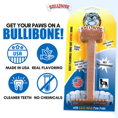 Bullibone ergonomic bottom for easy grip by small dogs under 25 pounds.