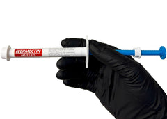 Bullicks Pet Ivermectin horse paste syringe with calibrated markings for accurate dosing.