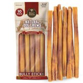 Bully Bunches 12-inch odorless bully stick packaging shows brand and mess-free storage for busy households.