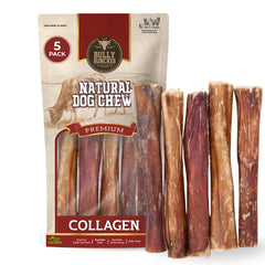 Bully Bunches 6inch collagen-wrapped bully stick pack for long-lasting chewing.