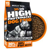 Bully Max packaging highlighting high-protein formula for steady energy.