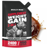 Bully Max Liquid Weight Gainer bottle pour showing high-calorie support for underweight dogs.