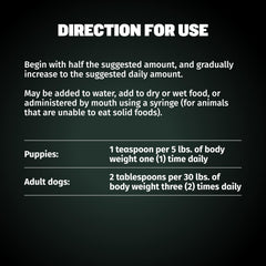 Bully Max Liquid Weight Gainer as a dog food topper adding calories without altering meals.
