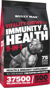 Bully Max Total Health chews packaging for all breeds boosting vitality