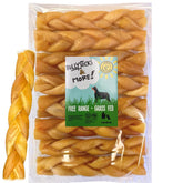Bullysticks & More 6-inch beef collagen braids pack front view for dogs, long-lasting chew.