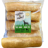 BULLYSTICKS & MORE 6inch beef collagen rolls uncut texture for extended chewing pleasure.