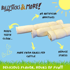 Dog enjoying a BULLYSTICKS AND MORE Beef Cheek Roll during play.
