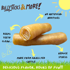 BULLYSTICKS & MORE no-hide beef cheek rolls, lean protein chew for dogs.