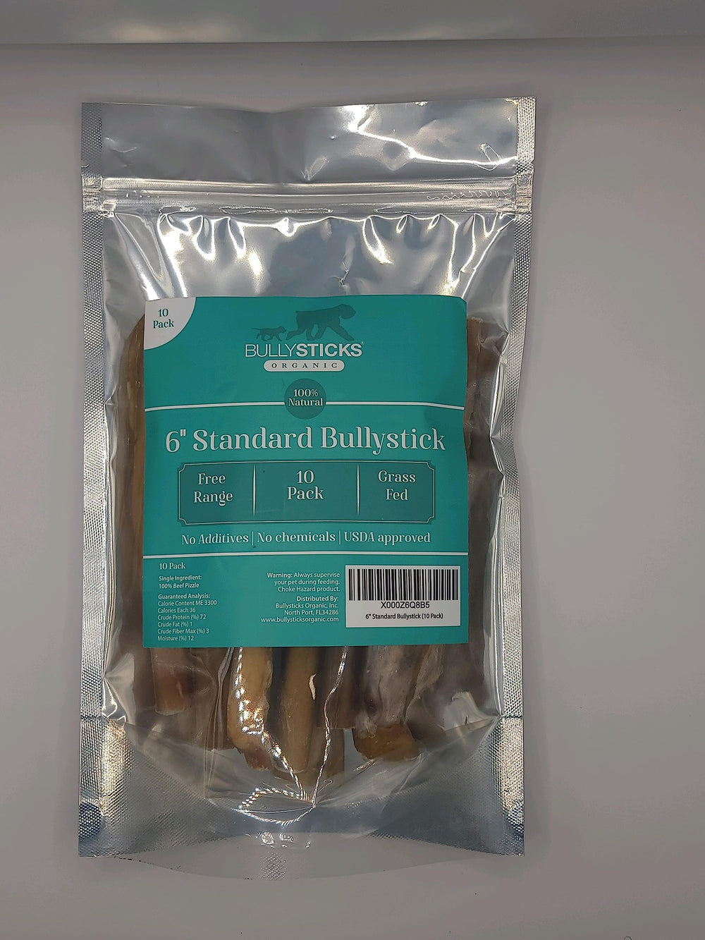 Bullysticks Organic Standard 6inch chew close-up texture for durable chewing