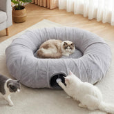 BUMUBI extra-large cat tunnel bed 47-2in oval showcases flexible play space for indoor cats.