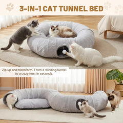 BUMUBI foldable cat tunnel with buckles enables quick setup and compact storage.