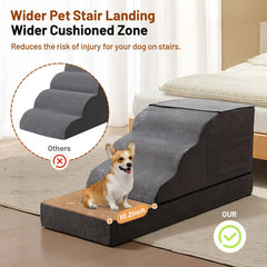BUMUBI large dog stairs side view showing wide, low-angle design