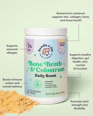 Bundle x Joy beef bone broth powder scoop beside jar, convenient daily serving.