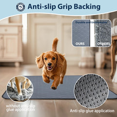 Bunlitent 3-pack gray pee pads laid flat for size comparison
